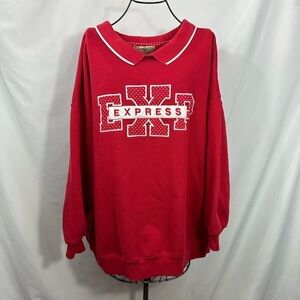Vintage Jeans by Express collared red collegiate sweatshirt size L
